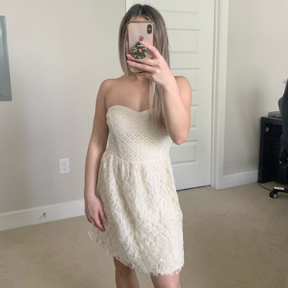 Strapless lace dress